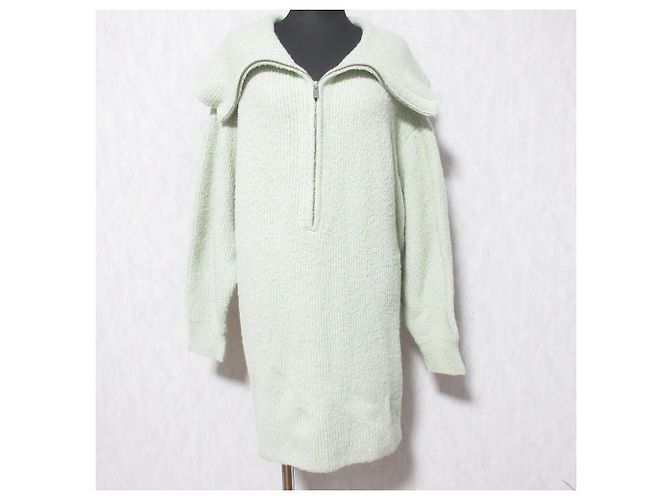 Autre Marque Snidel Off Shoulder Skipper Mini Knit Dress Green