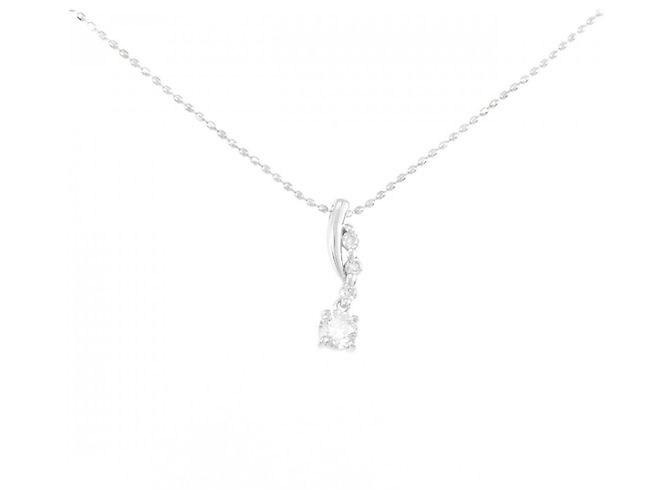 Autre Marque Collar de diamante en oro blanco Au750 Plata