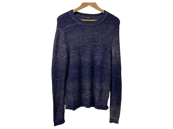 Theory LAVARES DIZIER Linen Knit Pullover Blue Navy blue
