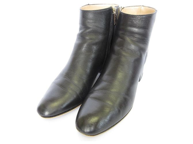 Autre Marque Botas curtas de couro Sergio Rossi Preto