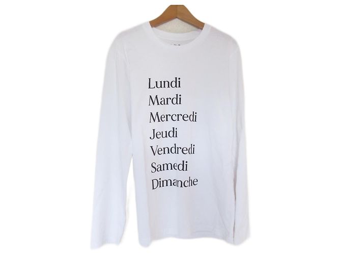 Autre Marque Les Petits Basics Langarm-T-Shirt mit Druck Weiß
