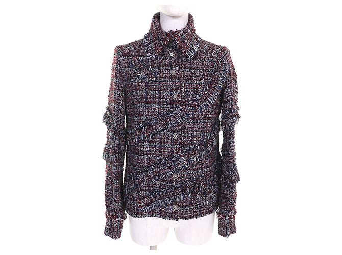 Chanel Dallas Mixed Tweed Jacket Black White Red Navy blue