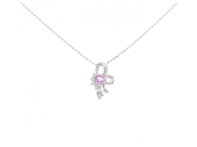 Autre Marque Au750 Weißgold Saphir Diamant Halskette Silber