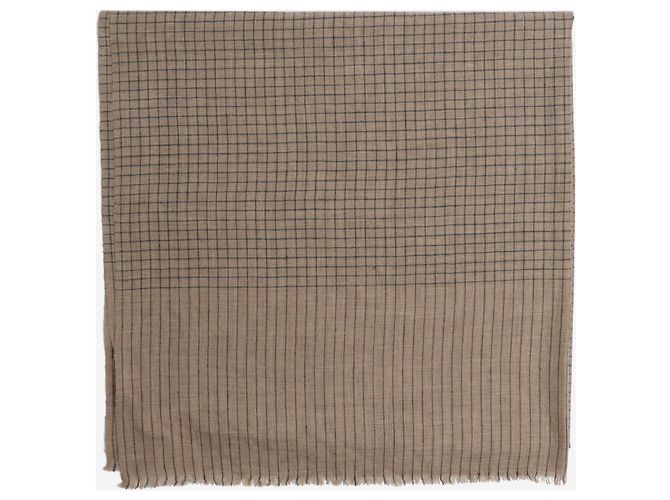 Aime Neutral cashmere grid-check scarf