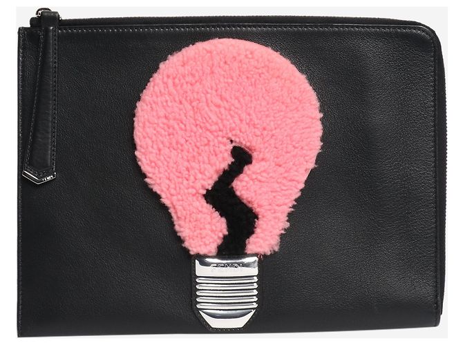 Fendi Clutch de lâmpada preta Preto