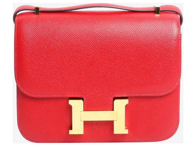 Hermès Bolsa Constance 18 vermelha em couro Epsom Vermelho