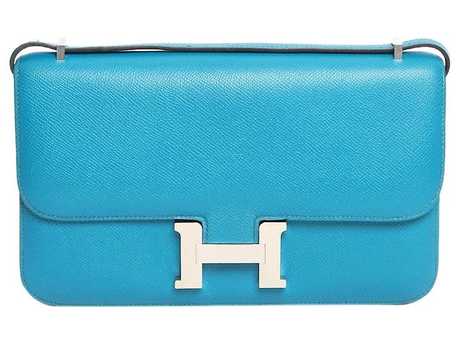 Hermès Bolsa Constance Elan azul em couro Epsom