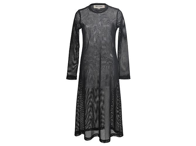 Comme Des Garcons Robe midi à manches longues en mesh Comme Des Garçons en polyester noir