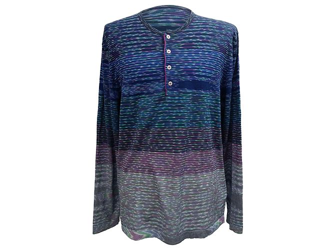 Top a maniche lunghe in cotone multicolore con mezza abbottonatura di Missoni
