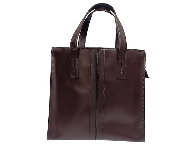Tod's Slim Script Tote aus braunem Leder Rot