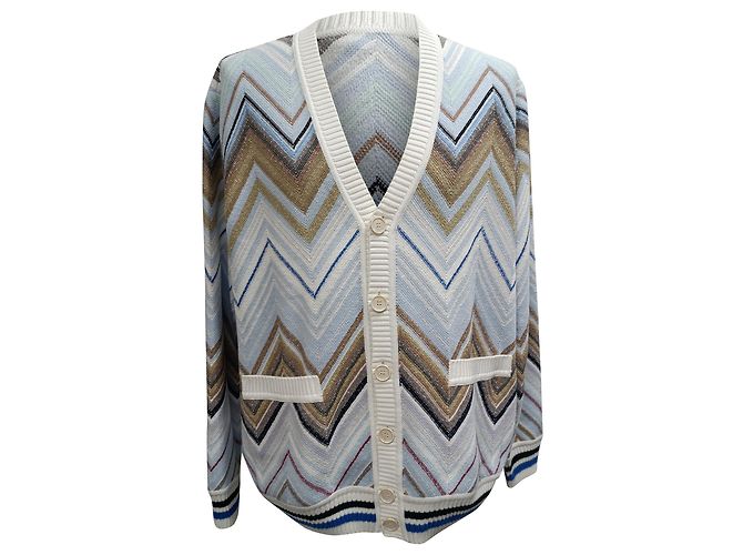 Missoni Zig-Zag Printed Buttoned Cardigan in Multicolor Cotton Multiple colors