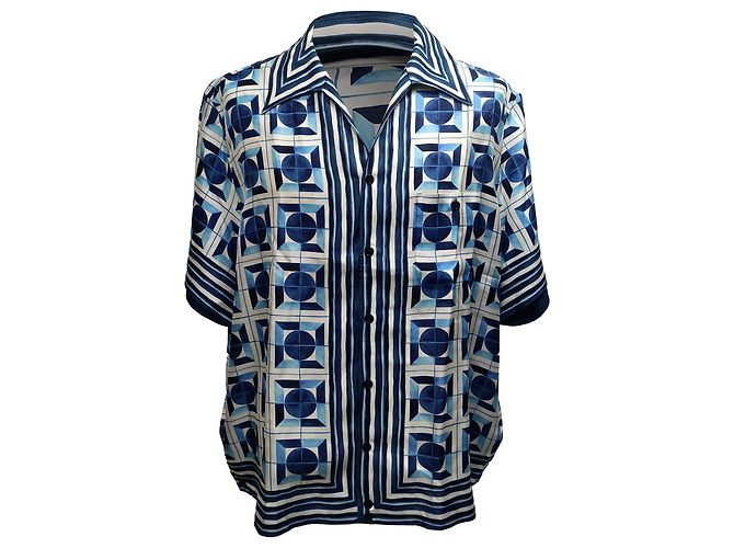 Dolce & Gabbana Majolica-Print Button-Down Shirt in Blue Silk