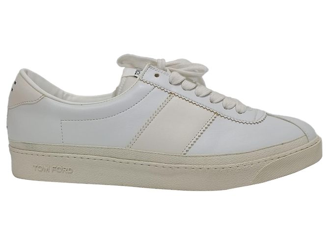 Tênis Bannister Tom Ford em couro branco Cru