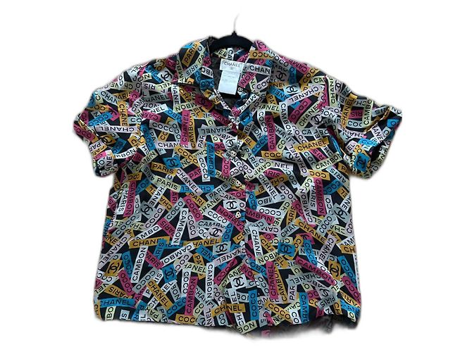 Chanel Multicolored Silk Blouse with Short Sleeves Multiple colors