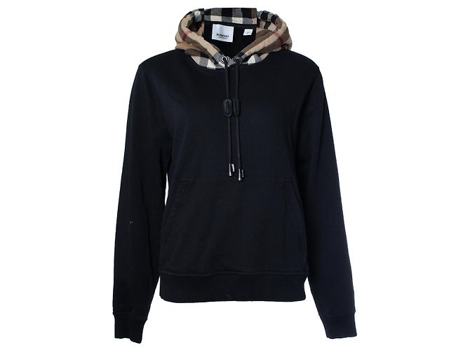 Burberry, sudadera negra con estampado de cuadros Negro