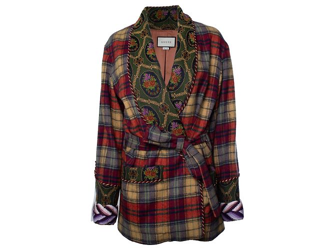 Gucci Tweed-Robe mehrfarbig aus Wolle Mehrfarben