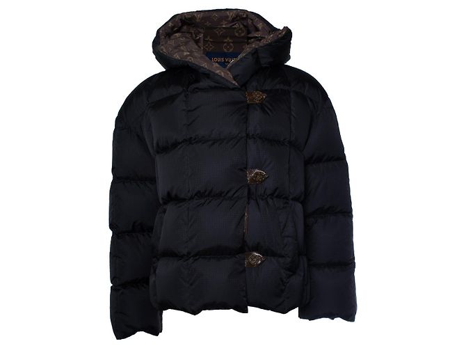 Langärmlige Pufferjacke von Louis Vuitton Braun Schwarz