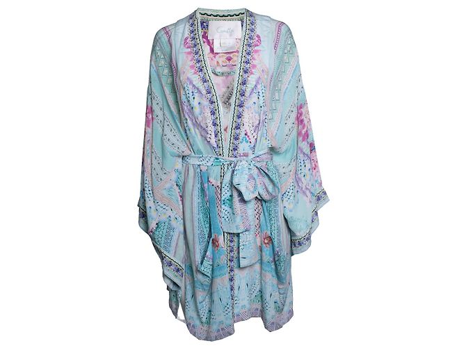 Camilla, vestito kimono multicolore Blu