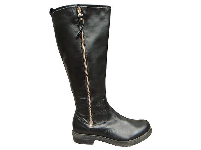 Autre Marque Botas Emanuélle Vee de cuero negro