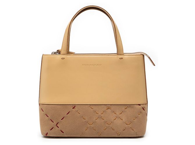 Bolsa Tote de couro e camurça marrom Burberry Caramelo