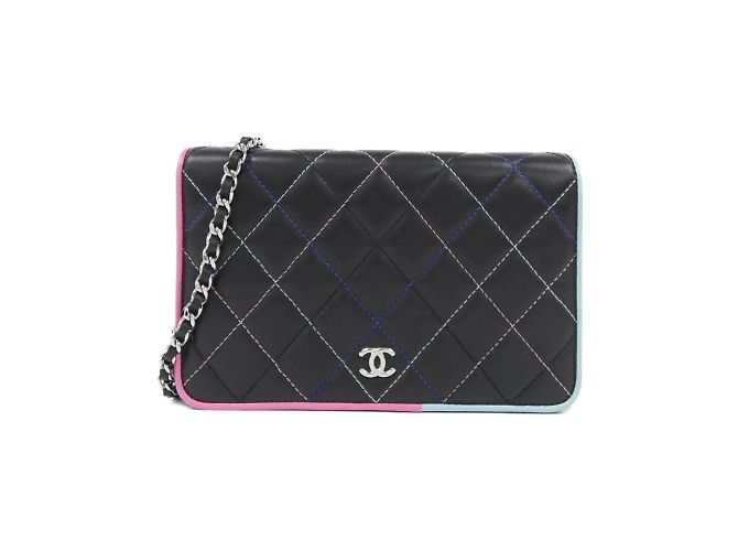 Chanel 81991 Cartera de Cadena de Cordero Negro