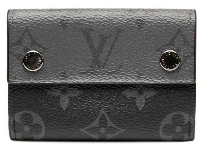 Louis Vuitton Monogram Eclipse Discovery Tri-fold Compact Wallet Black