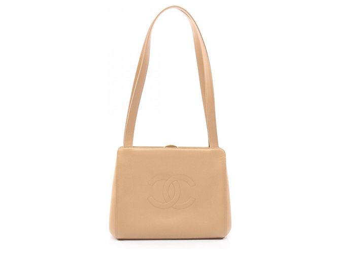 Borsa a Spalla Deka Coco Mark di Chanel Beige