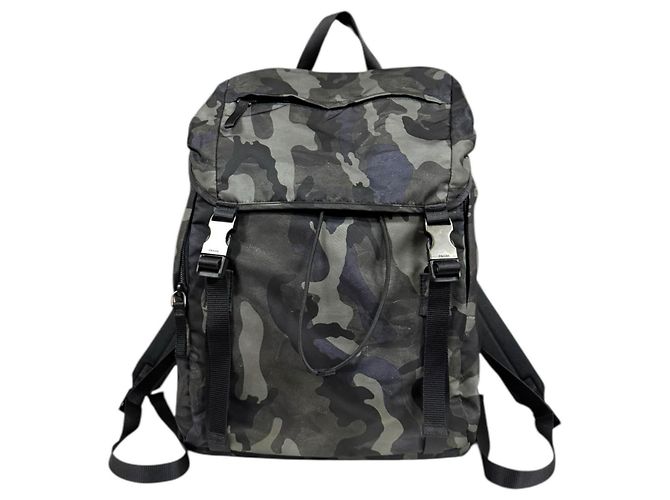 Mochila de camuflaje Prada Negro Verde