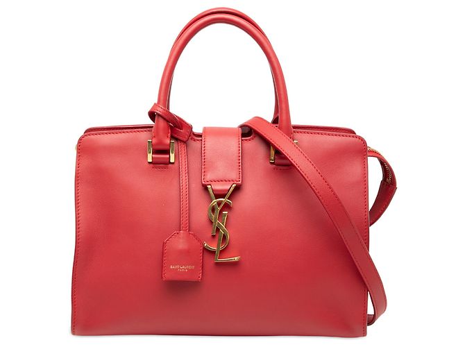 Sac cabas Downtown en cuir rouge monogramme Saint Laurent
