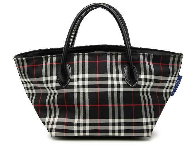 Burberry schwarze Karomuster Nylon-Handtasche