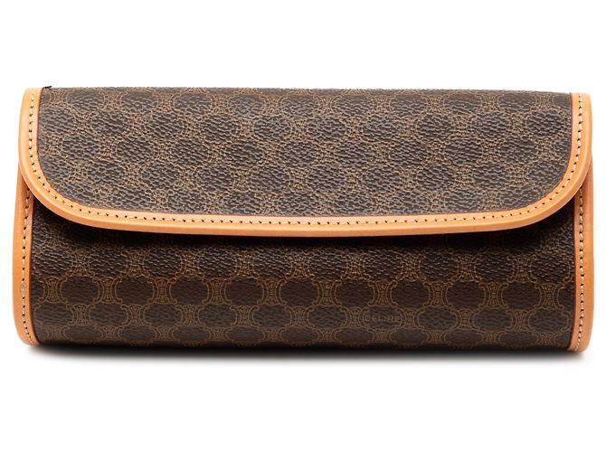Céline Pochette en toile enduite Macadam marron Celine