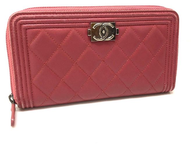 Chanel Boy Chanel Round Zip Long Wallet Pink