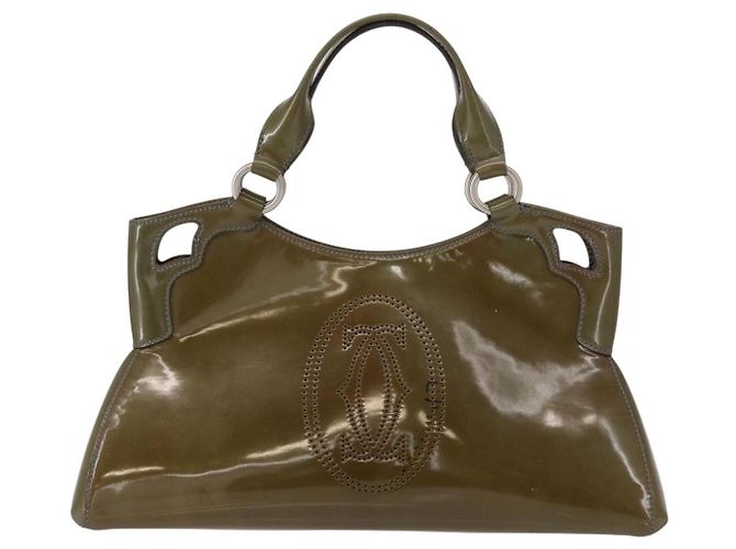cartier Marcello Handbag Patent leather Khaki