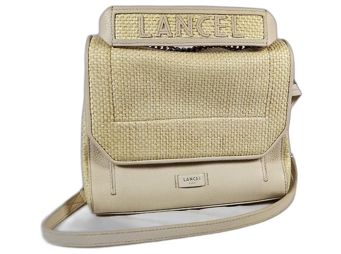 Lancel Ninon Bolsa de aba em couro e palha bege