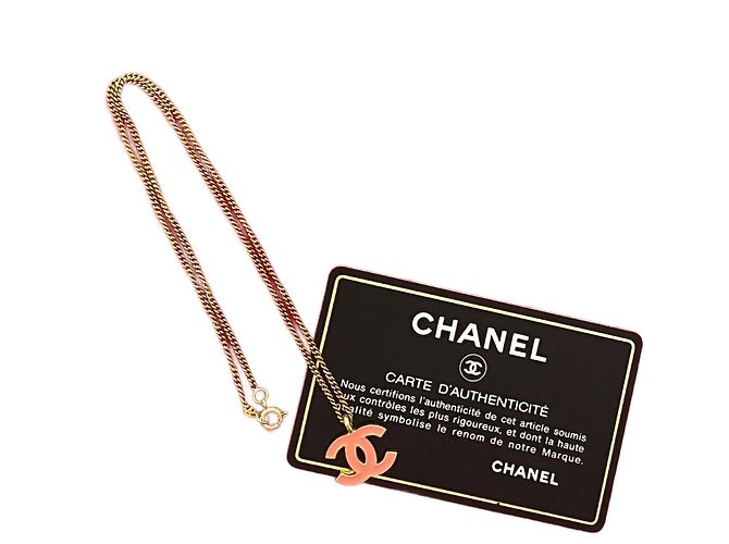Timeless Chanel Coco Mark Necklace Golden Metallic