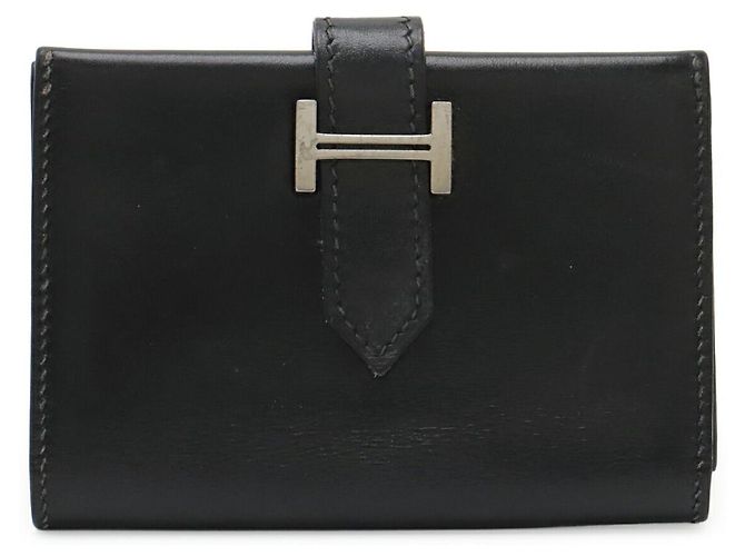 Tarjetero de Box Calf Béarn de Hermès Negro