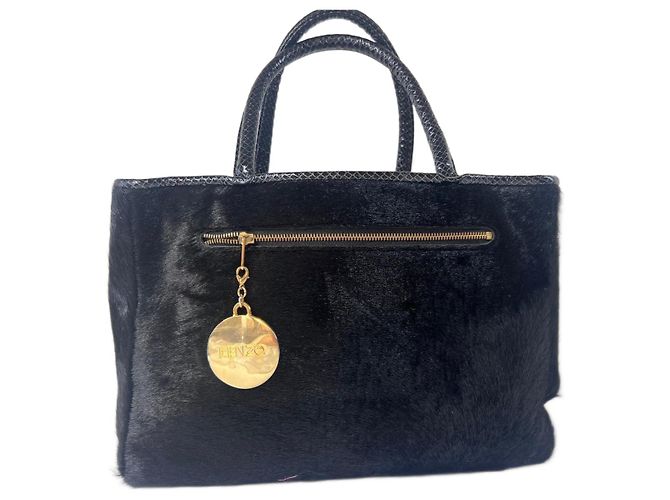 Bolso tote de piel de pelo negro Kenzo