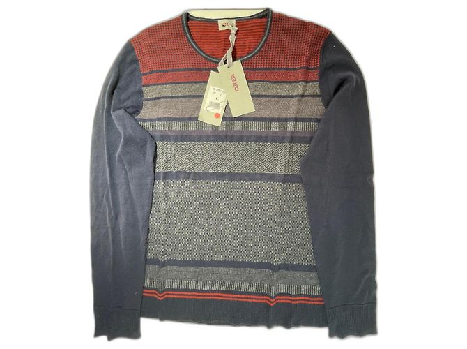 Gestreifter und gemusterter Kenzo-Pullover Rot Grau 