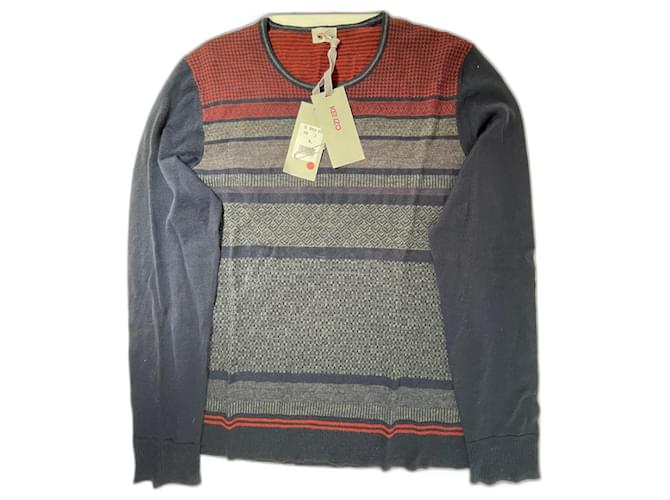 Kenzo striped and patterned pull Red Grey 
