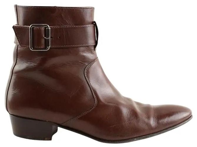 Autre Marque Botas de cuero marrón Castaño