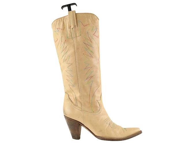 Chloé Santiags en cuir beiges