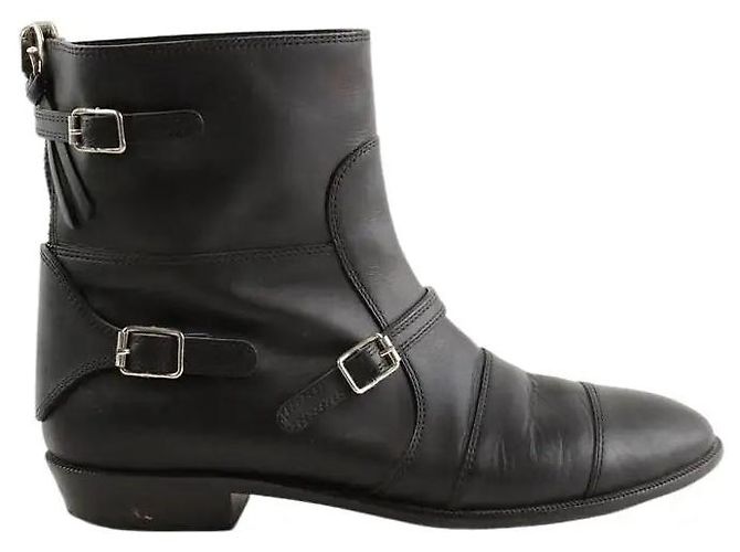 Giuseppe Zanotti Botas de couro pretas com fivelas Preto