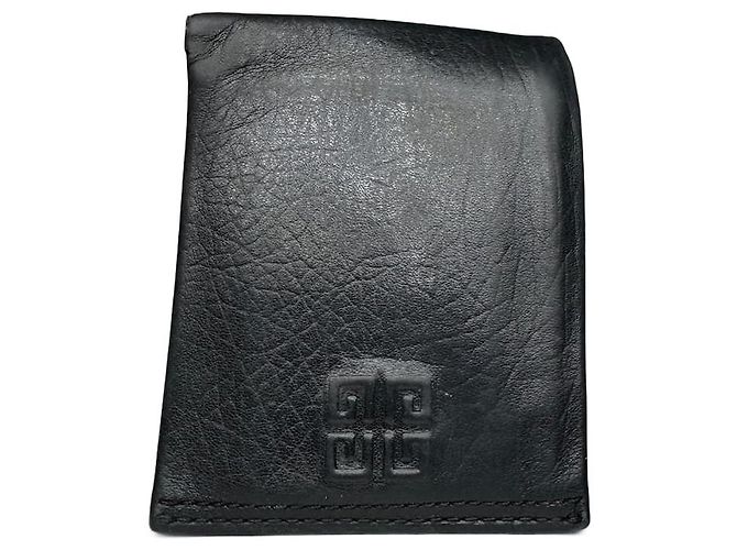 Vintage Givenchy Flapable Leather Logo Wallet Black