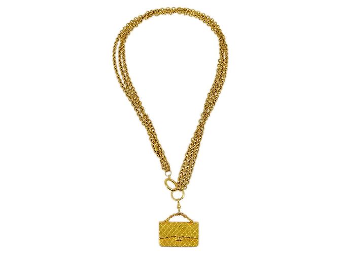 Timeless Collar Péndulo Atemporal de Metal Chanel Dorado