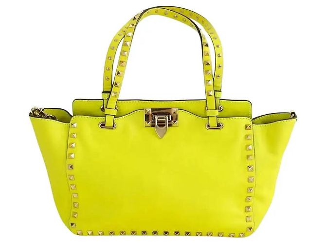 Valentino Borsa a Spalla Rockstud in Pelle Gialla Giallo