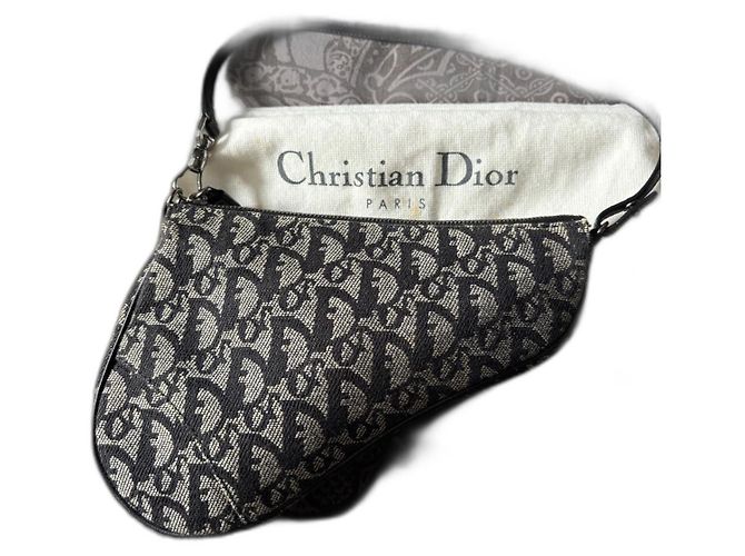 Borsa Saddle Christian Dior Nera in tessuto Nero
