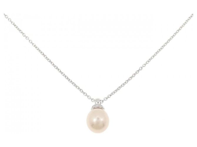 Autre Marque Collana in platino con perle d'acqua dolce e diamanti Argento