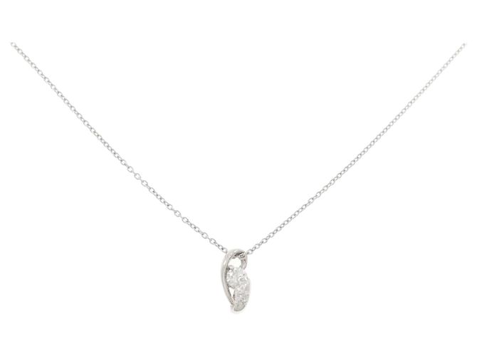 Autre Marque Platin-Diamant-Halskette Silber