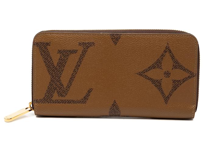 Louis Vuitton Brown Monogram Giant Reverse Zippy Long Wallet Cloth Cloth  ref.2661146