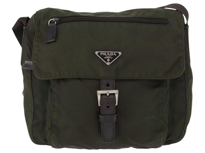 Sac messager à boucle Prada Tessuto Petit Kaki